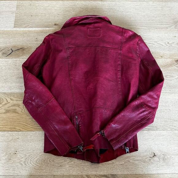 Tigha Leather Jacket in Red - Picture 7 of 7